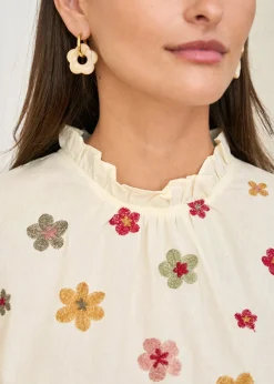 New Motus Boutique Blouse Iris FleuriFondbeige-BlouseIris