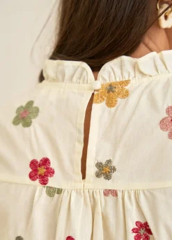 New Motus Boutique Blouse Iris FleuriFondbeige-BlouseIris