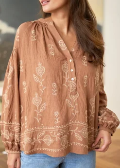 New Motus Boutique Blouse Manel Camel-BlouseManel