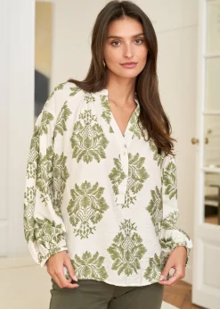 Outlet Motus Boutique Blouse Manel ImpriméKakiEcru-BlouseManel