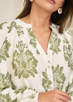 Outlet Motus Boutique Blouse Manel ImpriméKakiEcru-BlouseManel