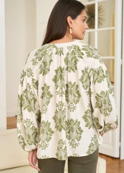 Outlet Motus Boutique Blouse Manel ImpriméKakiEcru-BlouseManel