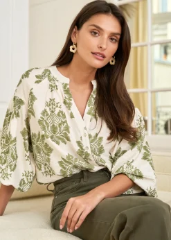 Outlet Motus Boutique Blouse Manel ImpriméKakiEcru-BlouseManel
