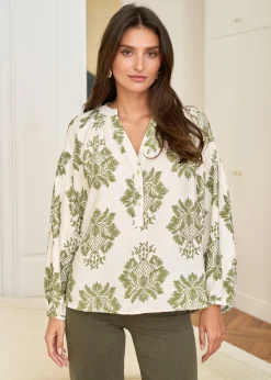 Outlet Motus Boutique Blouse Manel ImpriméKakiEcru-BlouseManel