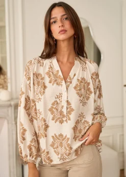 New Motus Boutique Blouse Manel ImpriméFondBeige-BlouseManel