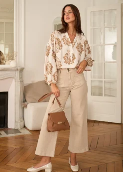 New Motus Boutique Blouse Manel ImpriméFondBeige-BlouseManel