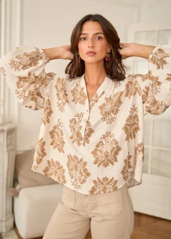 New Motus Boutique Blouse Manel ImpriméFondBeige-BlouseManel
