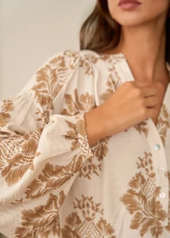 New Motus Boutique Blouse Manel ImpriméFondBeige-BlouseManel
