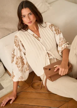 New Motus Boutique Blouse Manel ImpriméFondBeige-BlouseManel