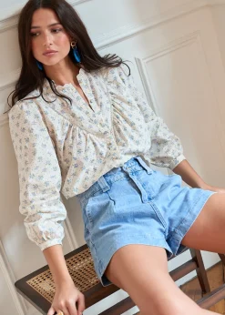 New Motus Boutique Blouse Paula FleuriBleuEcru-BlousePaula