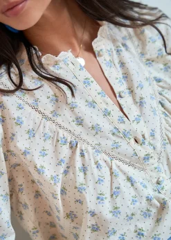 New Motus Boutique Blouse Paula FleuriBleuEcru-BlousePaula