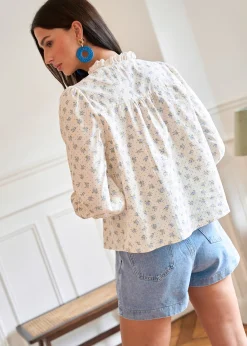 New Motus Boutique Blouse Paula FleuriBleuEcru-BlousePaula