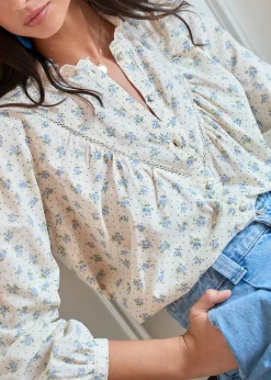 New Motus Boutique Blouse Paula FleuriBleuEcru-BlousePaula