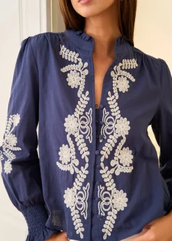 Shop Motus Boutique Blouse Roma MarineEcru-BlouseRoma