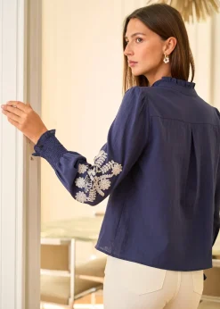 Shop Motus Boutique Blouse Roma MarineEcru-BlouseRoma