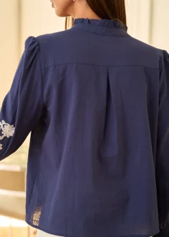 Shop Motus Boutique Blouse Roma MarineEcru-BlouseRoma