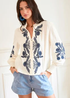 Cheap Motus Boutique Blouse Roma EcruMarine-BlouseRoma