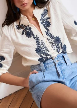 Cheap Motus Boutique Blouse Roma EcruMarine-BlouseRoma