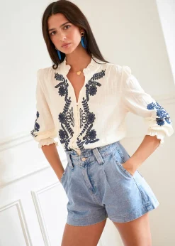 Cheap Motus Boutique Blouse Roma EcruMarine-BlouseRoma