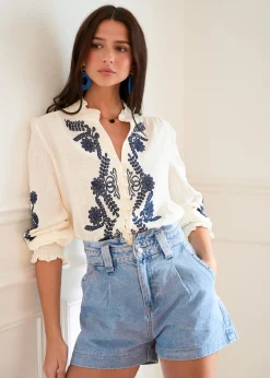 Cheap Motus Boutique Blouse Roma EcruMarine-BlouseRoma