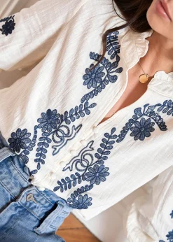 Cheap Motus Boutique Blouse Roma EcruMarine-BlouseRoma