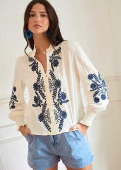 Cheap Motus Boutique Blouse Roma EcruMarine-BlouseRoma