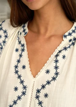 Online Motus Boutique Blouse Romane EcruMarine-BlouseRomane