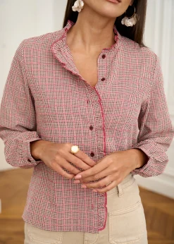 Outlet Motus Boutique Blouse Tina VichyBordeaux-BlouseTina