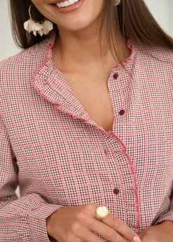 Outlet Motus Boutique Blouse Tina VichyBordeaux-BlouseTina