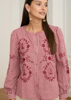 Discount Motus Boutique Blouse Ysaline VichyBordeaux-BlouseYsaline