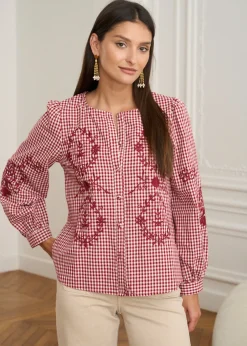 Discount Motus Boutique Blouse Ysaline VichyBordeaux-BlouseYsaline