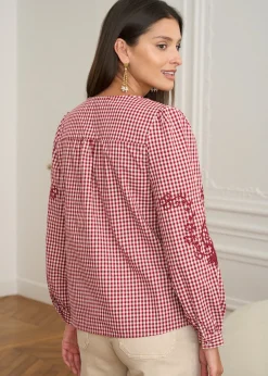 Discount Motus Boutique Blouse Ysaline VichyBordeaux-BlouseYsaline