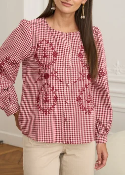 Discount Motus Boutique Blouse Ysaline VichyBordeaux-BlouseYsaline