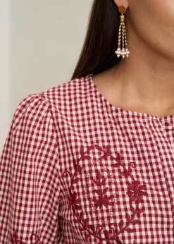 Discount Motus Boutique Blouse Ysaline VichyBordeaux-BlouseYsaline