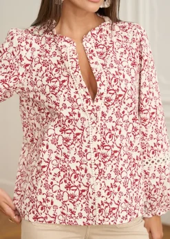 Shop Motus Boutique Blouse Zina BordeauxBeige-BlouseZina