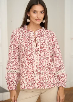 Shop Motus Boutique Blouse Zina BordeauxBeige-BlouseZina
