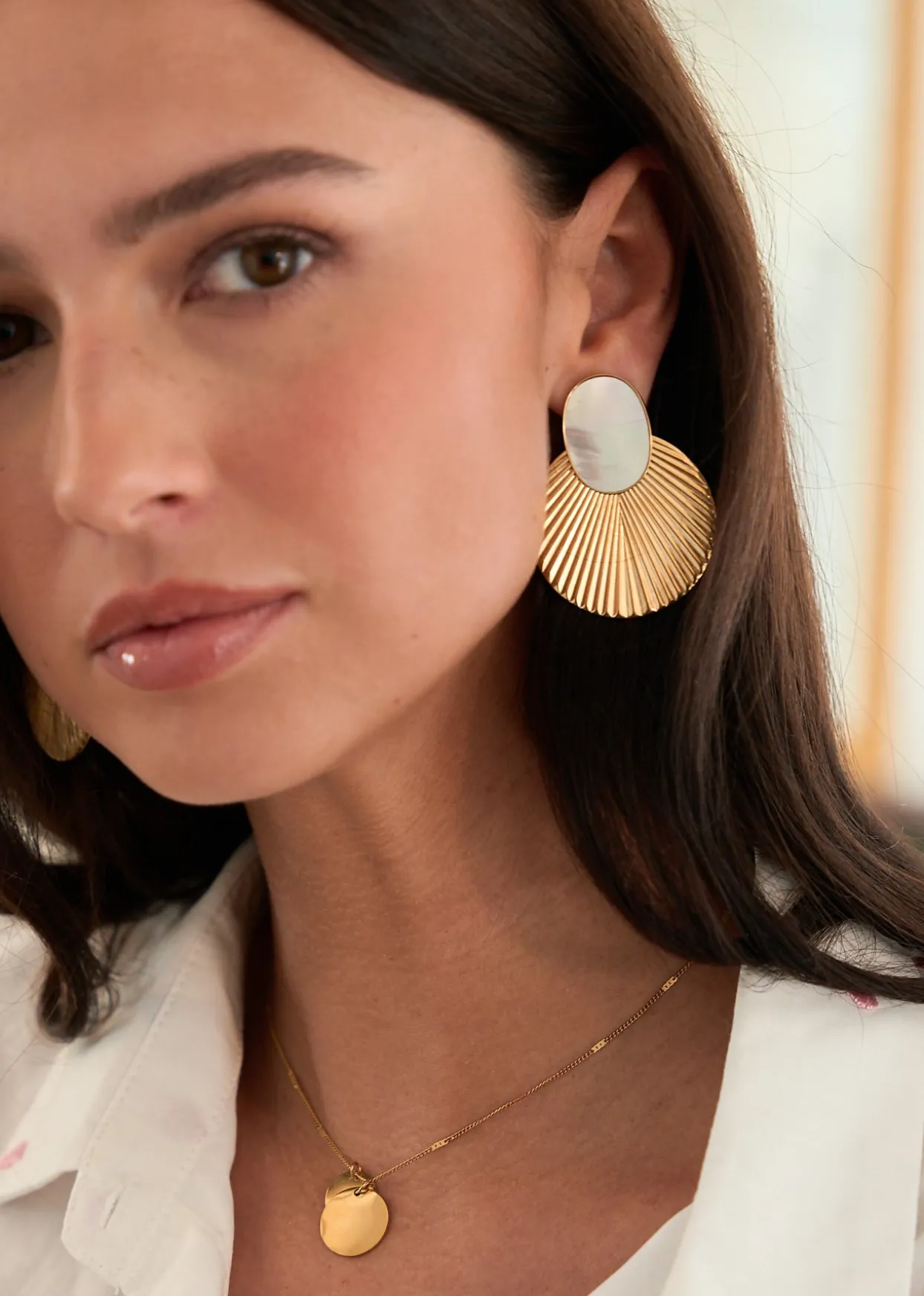 New Motus Boutique Boucles d'oreilles Ilana NacreDoré-Bouclesd'oreillesIlana