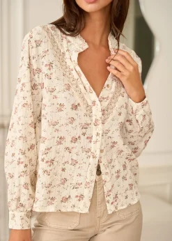 New Motus Boutique Chemise Aimée FleuriFondBeige-ChemiseAimée