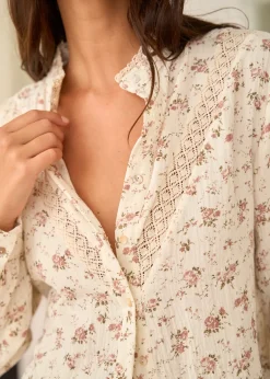 New Motus Boutique Chemise Aimée FleuriFondBeige-ChemiseAimée