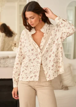 New Motus Boutique Chemise Aimée FleuriFondBeige-ChemiseAimée