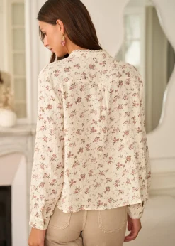 New Motus Boutique Chemise Aimée FleuriFondBeige-ChemiseAimée