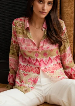 Hot Motus Boutique Chemise Denise MotifRoseKaki-ChemiseDenise