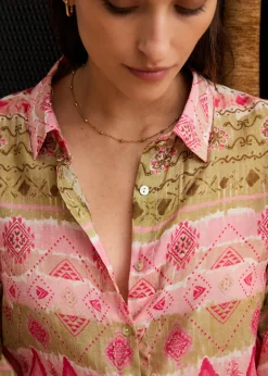Hot Motus Boutique Chemise Denise MotifRoseKaki-ChemiseDenise