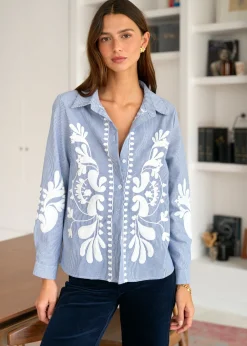 Best Sale Motus Boutique Chemise June BleuRayéBlanc-ChemiseJune