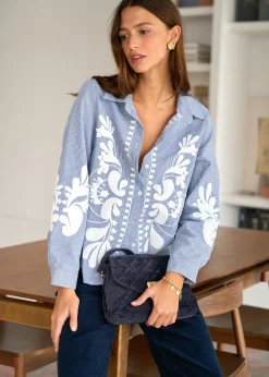 Best Sale Motus Boutique Chemise June BleuRayéBlanc-ChemiseJune