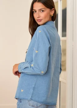 Discount Motus Boutique Chemise Léonie DenimDoré-ChemiseLéonie