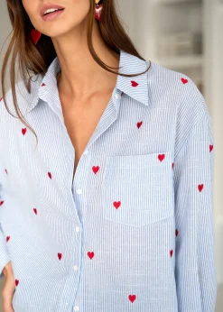 Online Motus Boutique Chemise Louisa BleuRayéBlanc-ChemiseLouisa