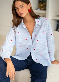 Online Motus Boutique Chemise Louisa BleuRayéBlanc-ChemiseLouisa