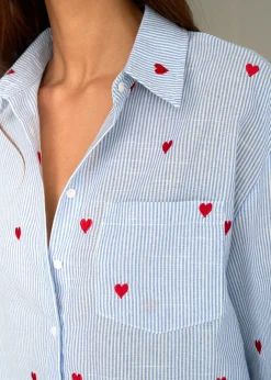 Online Motus Boutique Chemise Louisa BleuRayéBlanc-ChemiseLouisa