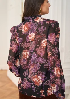 Outlet Motus Boutique Chemise Manuela ImpriméFondNoir-ChemiseManuela